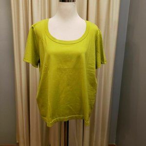 JONES NEW YORK Women's1X Silk Blend Sweater Short Sleeve Top Mustard Green